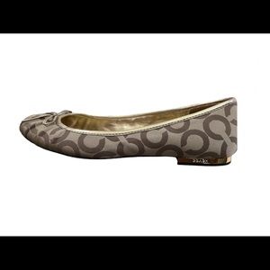 Coach Signature Logo gold ballet flat shoes womens size 10
